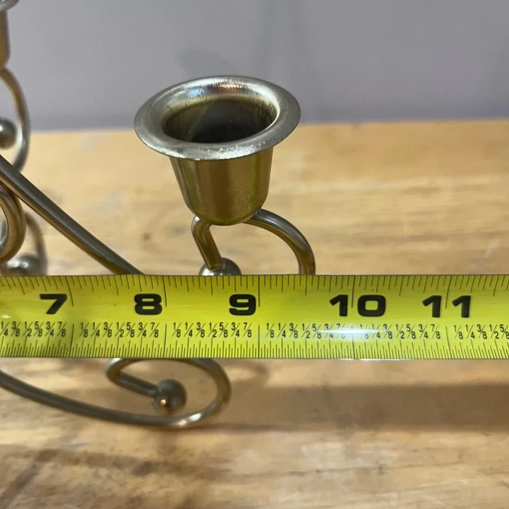 Vtg Brass Tone 5 Light Candelabra Scroll Design Taper Candle Holder 12.5